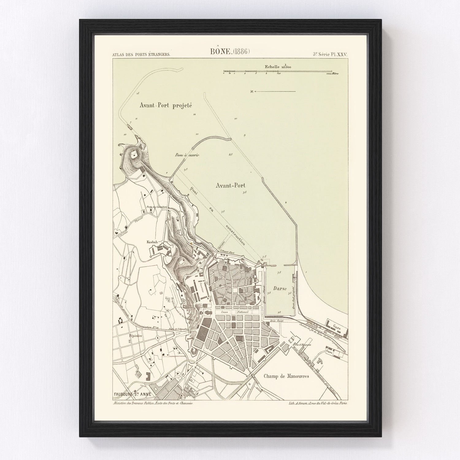 Vintage Map of Annaba, Algeria 1886