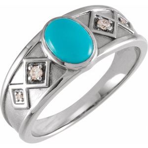 Platinum Natural Turquoise & .05 CTW Natural Diamond Ring