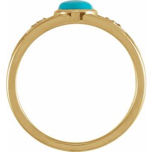 14K Yellow Gold Natural Turquoise & .05 CTW Natural Diamond Ring