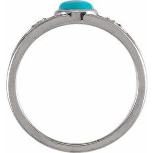 Sterling Silver Natural Turquoise & .05 CTW Natural Diamond Ring