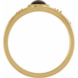 14K Yellow Gold Natural Black Onyx & .05 CTW Natural Diamond Ring