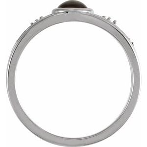 Sterling Silver Natural Black Onyx & .05 CTW Natural Diamond Ring