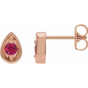 14K Rose Gold 2 mm Natural Ruby Teardrop Earrings
