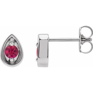 14K White Gold 3 mm Natural Ruby Teardrop Earrings