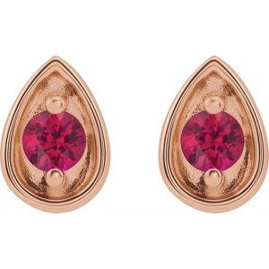 14K Rose Gold 2.5 mm Natural Ruby Teardrop Earrings – image 2