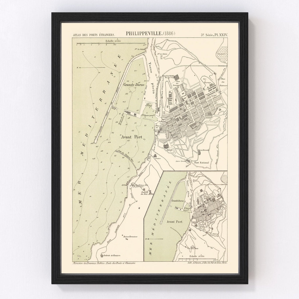 Vintage Map of Skikda, Algeria 1886