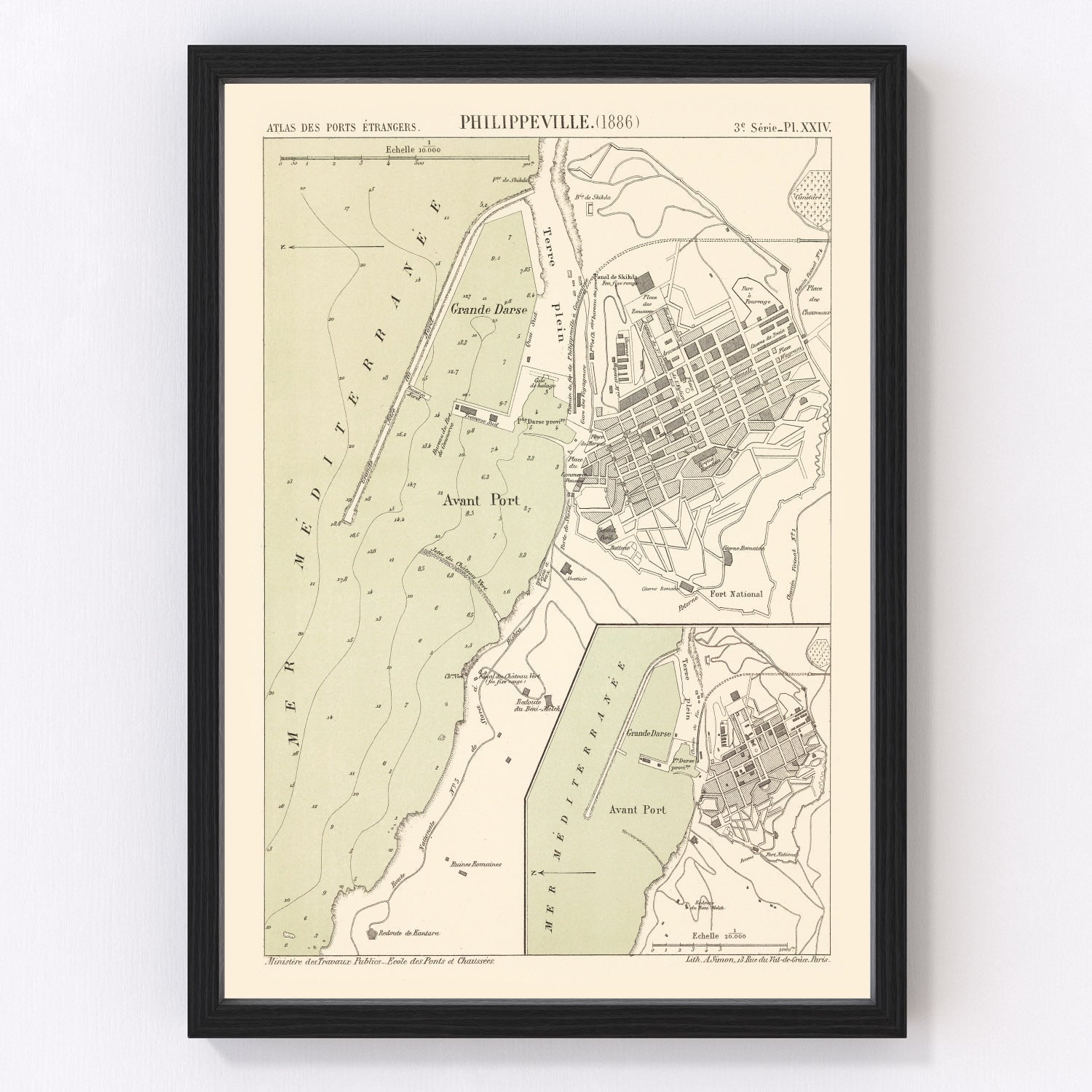Vintage Map of Skikda, Algeria 1886