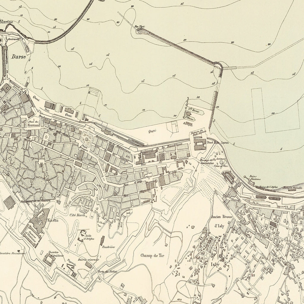 Vintage Map of Algiers, Algeria 1886
