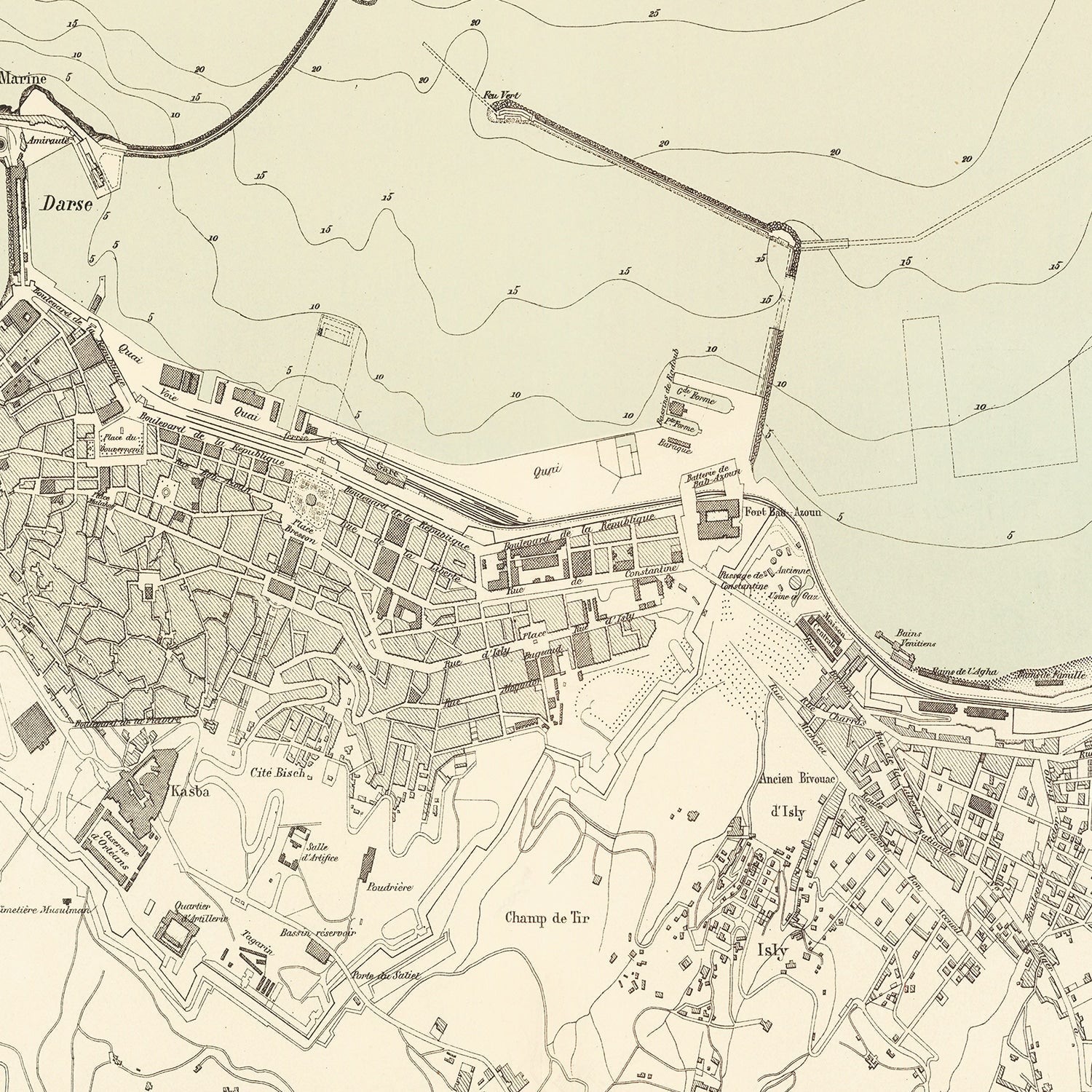 Vintage Map of Algiers, Algeria 1886