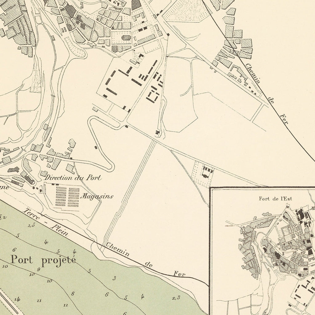 Vintage Map of Mostaganem, Algeria 1886
