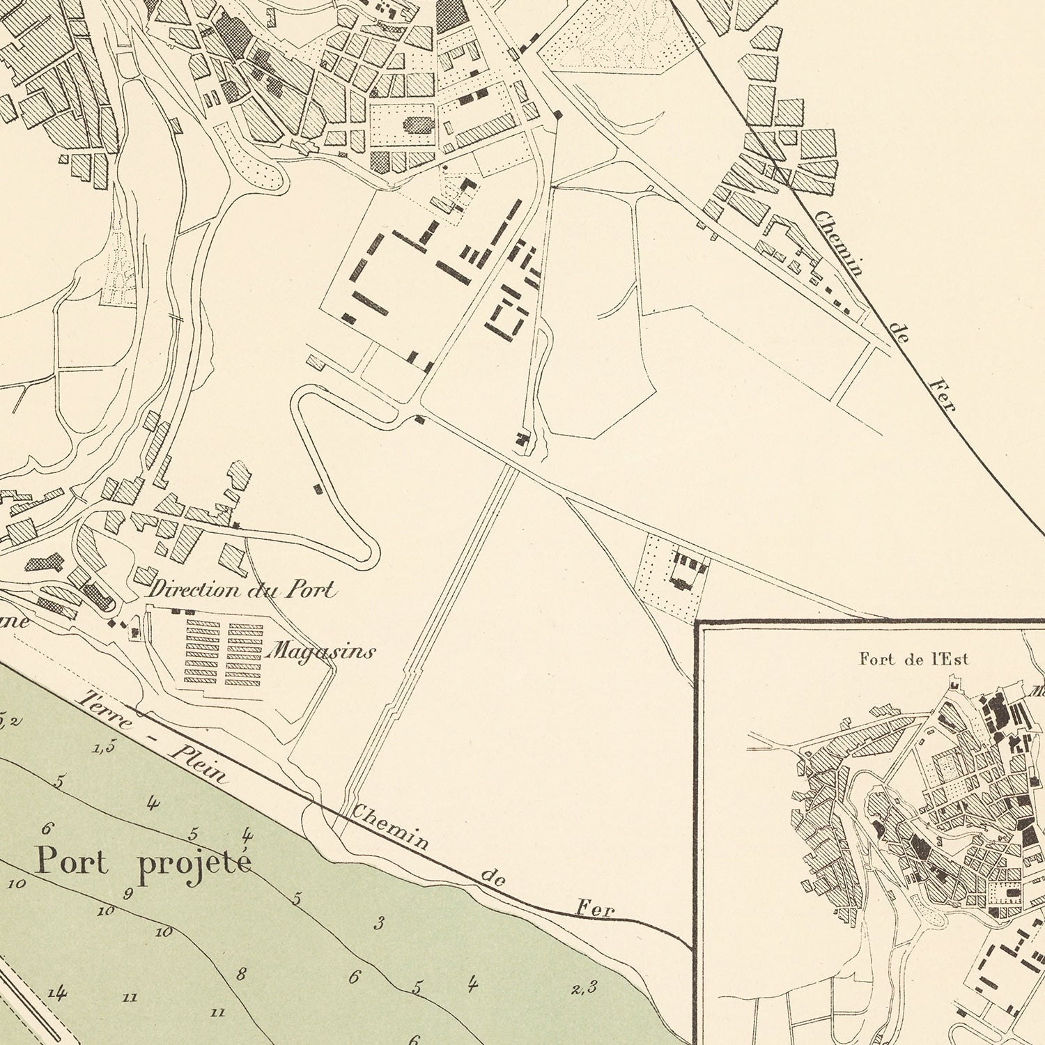 Vintage Map of Mostaganem, Algeria 1886