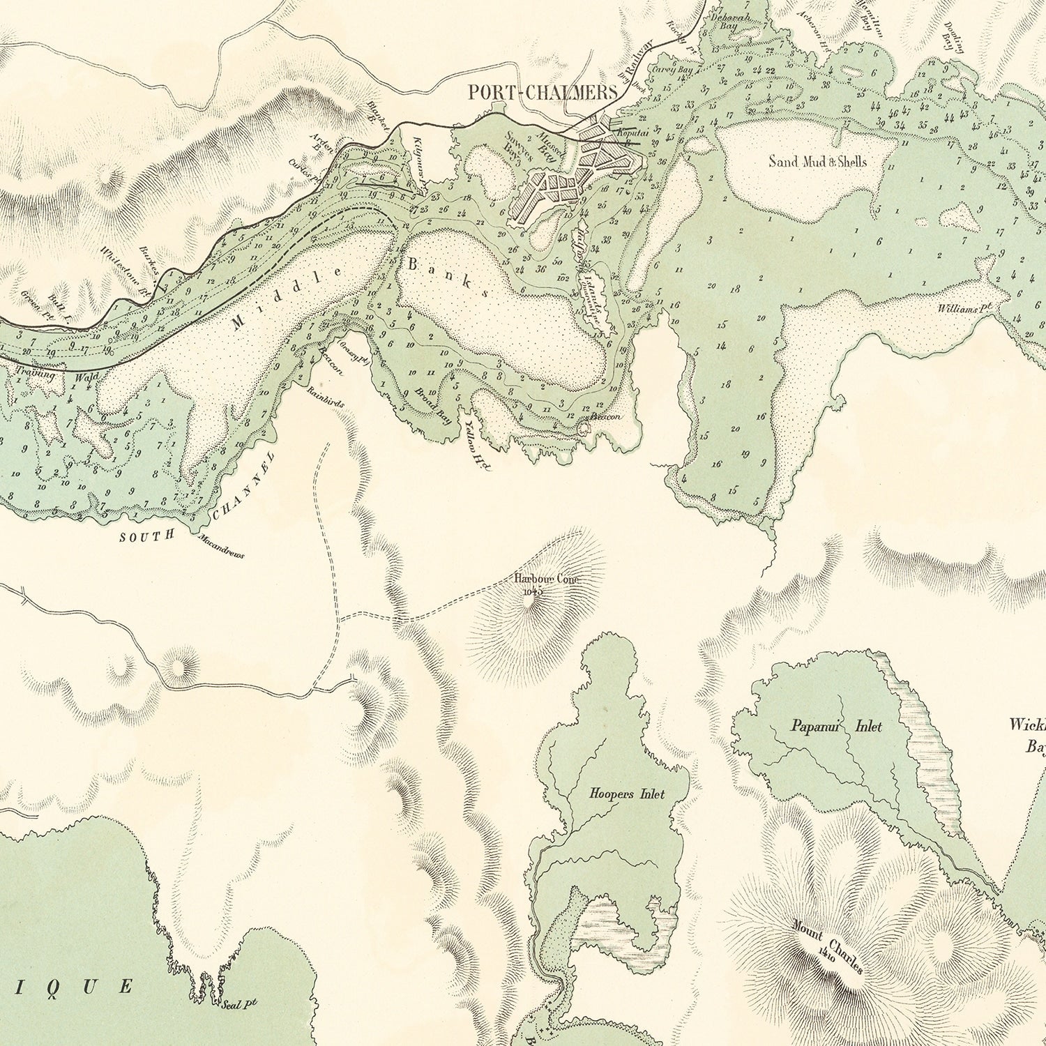Vintage Map of Dunedin, New Zealand 1889