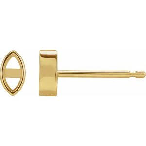 14K Yellow Gold 8x4 mm Marquise Bezel-Set Earring Mounting