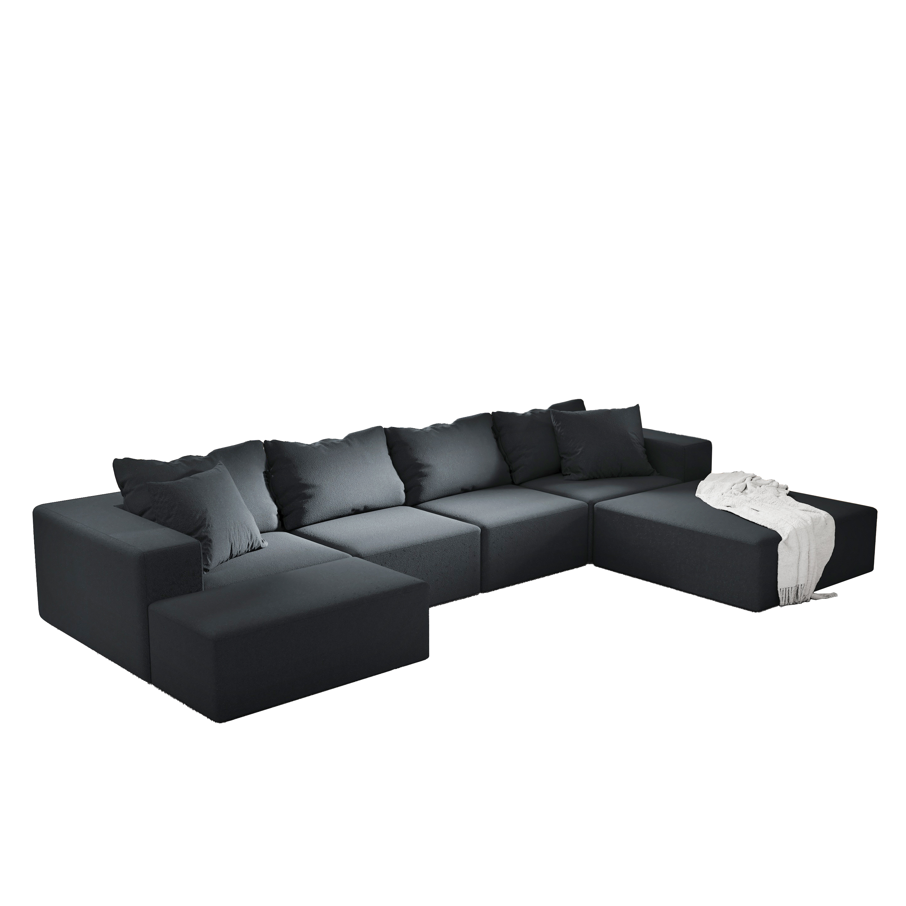 Modern Upholstered Sectional Sofa Couch Set,Modular 132' L Shaped Sectional Living Room Sofa Set With 6 Pillows,Free Combination Sofa Couch for Living Room,Bedroom
