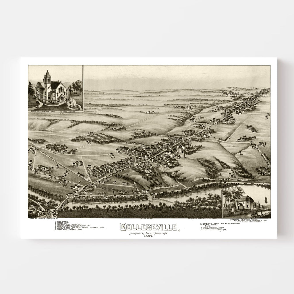 Vintage Map of Collegeville, Pennsylvania 1894
