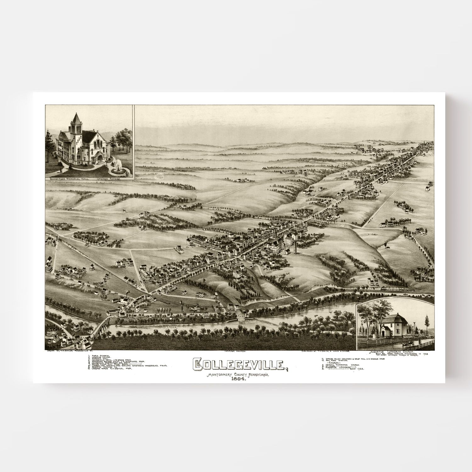 Vintage Map of Collegeville, Pennsylvania 1894