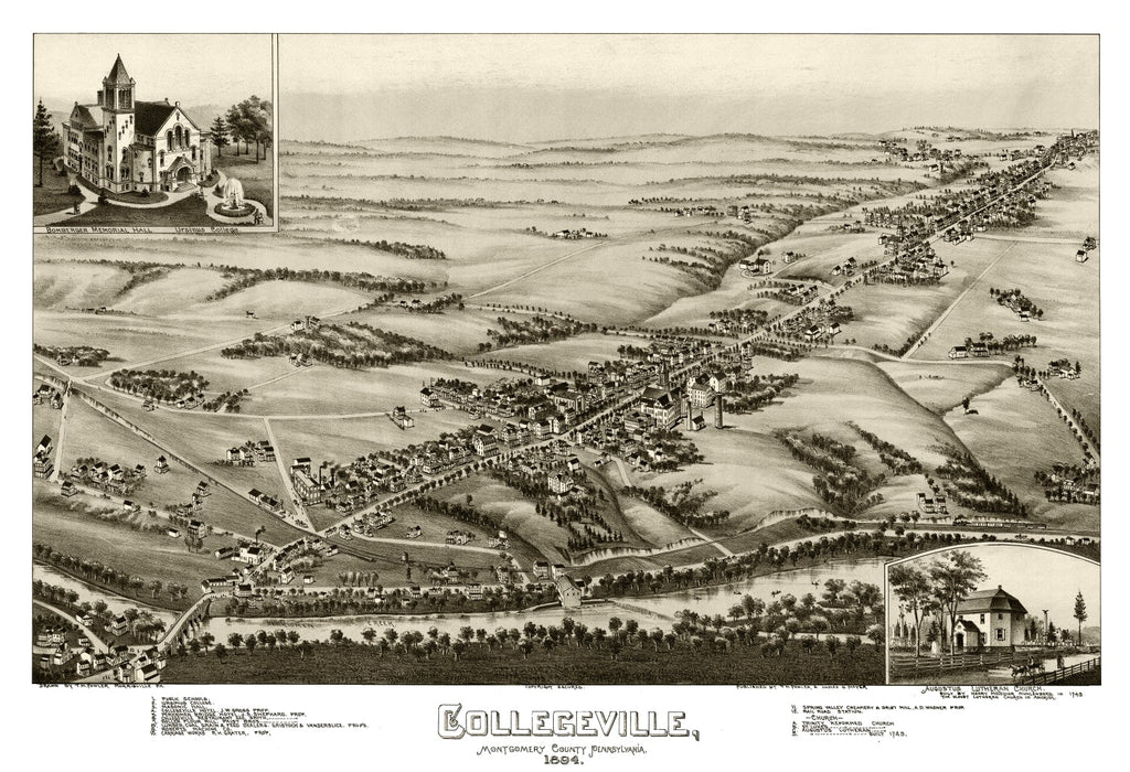 Vintage Map of Collegeville, Pennsylvania 1894