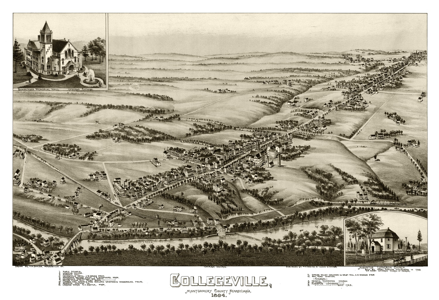 Vintage Map of Collegeville, Pennsylvania 1894