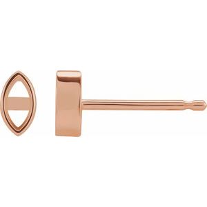 14K Rose Gold 8x4 mm Marquise Bezel-Set Earring Mounting