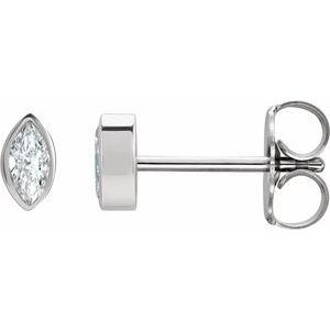 Platinum 1/8 CTW Natural Diamond Solitaire Bezel-Set Earrings
