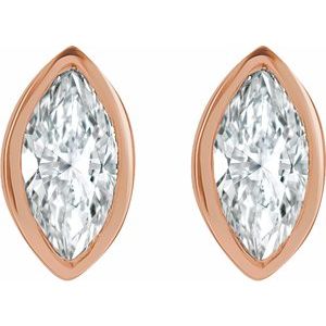 14K Rose Gold 1/8 CTW Natural Diamond Solitaire Bezel-Set Earrings – image 2