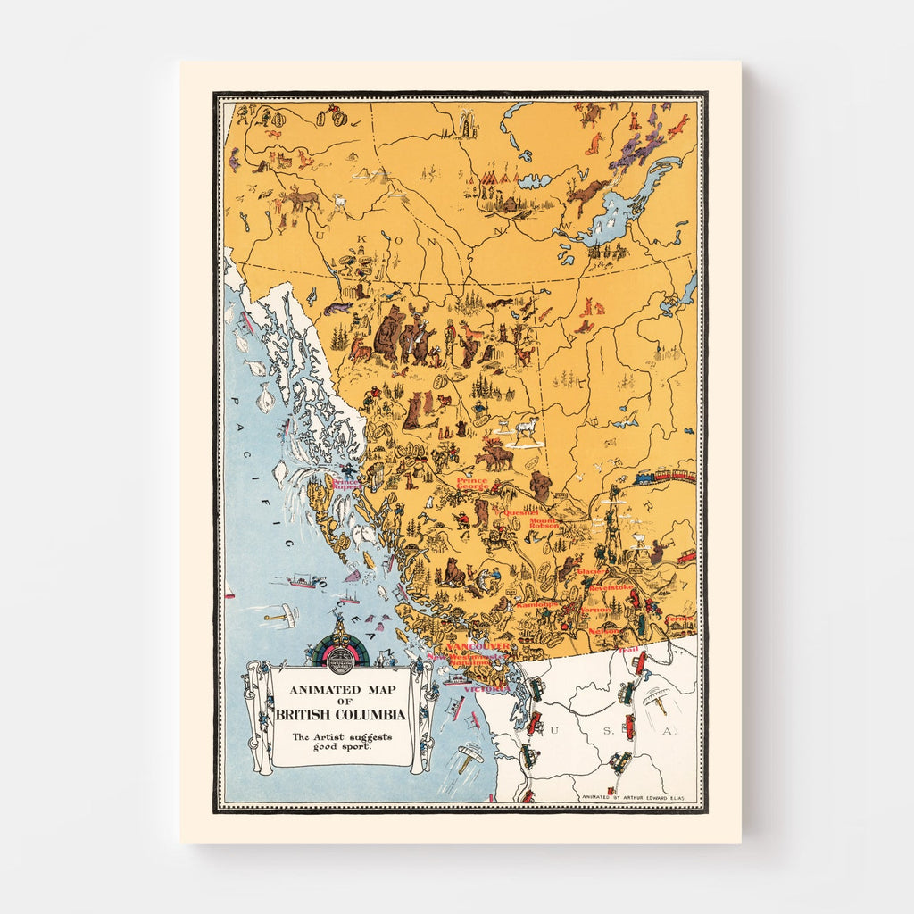 Vintage Animated Map of Alberta, Canada 1929