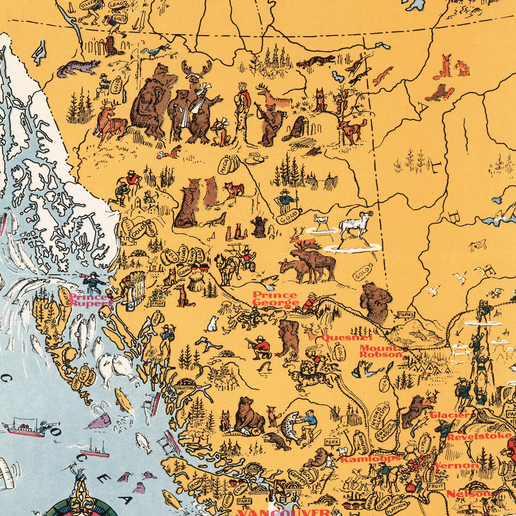 Vintage Animated Map of Alberta, Canada 1929