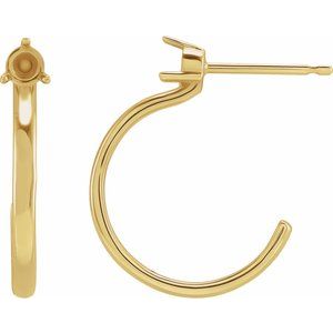 14K Yellow Gold 3 mm Round Hoop Earring Mounting