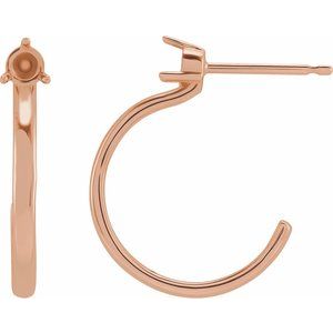 14K Rose Gold 2.5 mm Round Hoop Earring Mounting
