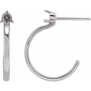 Platinum 3 mm Round Hoop Earring Mounting