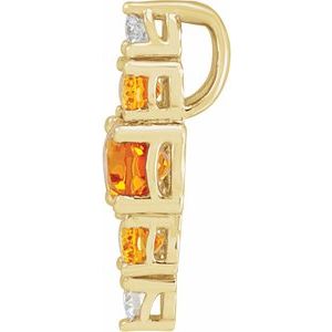 14K Yellow Gold Natural Yellow Multi-Gemstone Bar Pendant