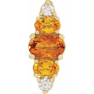14K Yellow Gold Natural Yellow Multi-Gemstone Bar Pendant