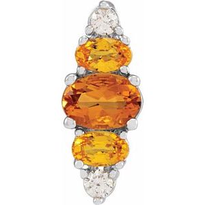Platinum Natural Yellow Multi-Gemstone Bar Pendant