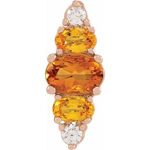 14K Rose Gold Natural Yellow Multi-Gemstone Bar Pendant