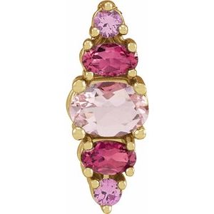 14K Yellow Gold Natural Pink Multi-Gemstone Bar Pendant