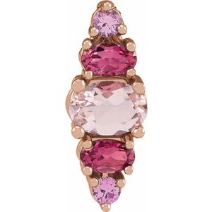 14K Rose Gold Natural Pink Multi-Gemstone Bar Pendant