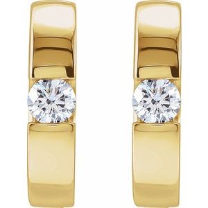 14K Yellow Gold 1/3 CTW Natural Diamond 15 mm Hinged Huggie Hoop Earrings – image 2