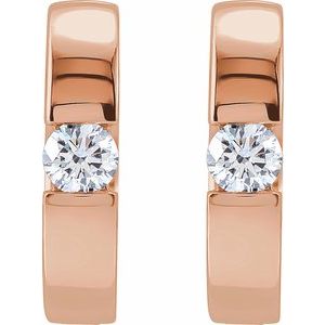 14K Rose Gold 1/3 CTW Natural Diamond 15 mm Hinged Huggie Hoop Earrings – image 2