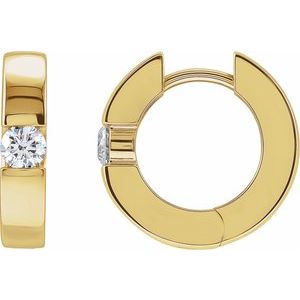 14K Yellow Gold 1/3 CTW Natural Diamond 15 mm Hinged Huggie Hoop Earrings