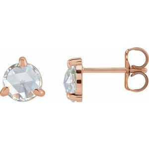 14K Rose Gold 1 CTW Rose-Cut Natural Diamond Stud Earrings
