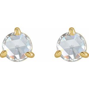 14K Yellow Gold 1 CTW Rose-Cut Natural Diamond Stud Earrings – image 2