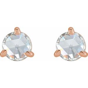 14K Rose Gold 1 CTW Rose-Cut Natural Diamond Stud Earrings