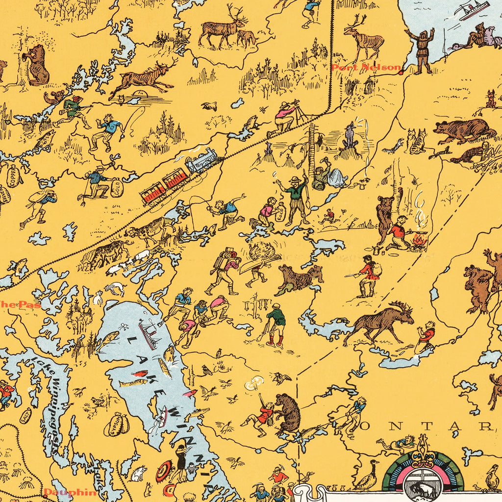 Vintage Animated Map of Manitoba, Canada 1929