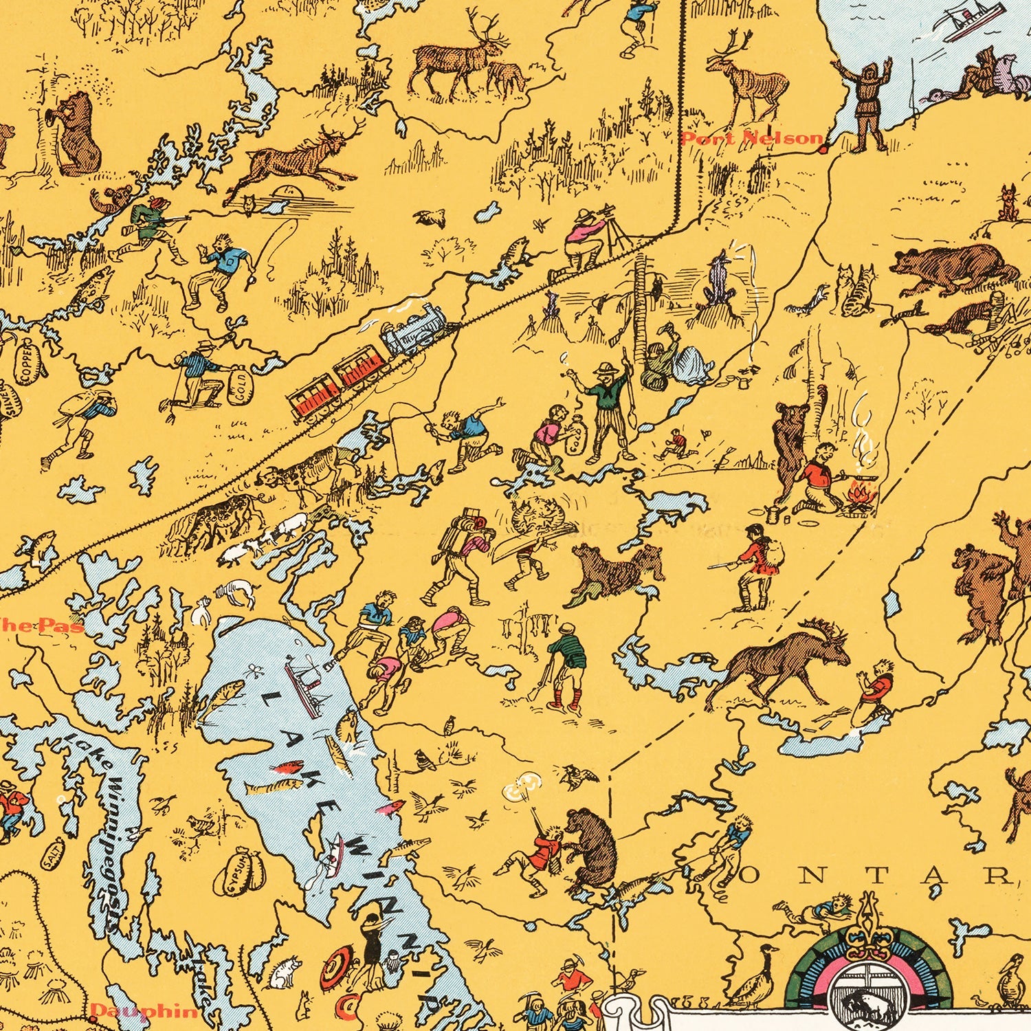 Vintage Animated Map of Manitoba, Canada 1929