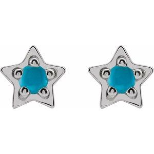Sterling Silver Natural Turquoise Petite Star Earrings – image 2
