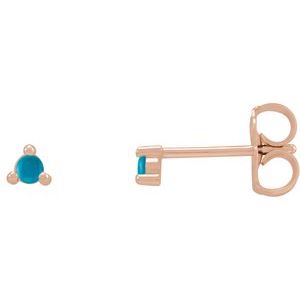 14K Rose Gold 3.5 mm Round Natural Turquoise Earrings