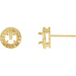 14K Yellow Gold 4.1 mm Round Halo-Style Earring Mounting