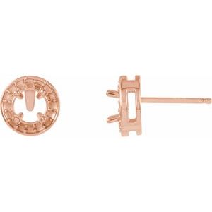 14K Rose Gold 4.1 mm Round Halo-Style Earring Mounting