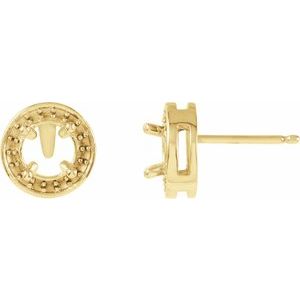 18K Yellow Gold 4.6 mm Round Halo-Style Earring Mounting