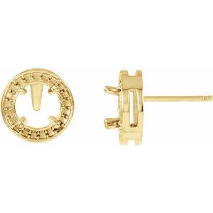 14K Yellow Gold 5.8 mm Round Halo-Style Earring Mounting